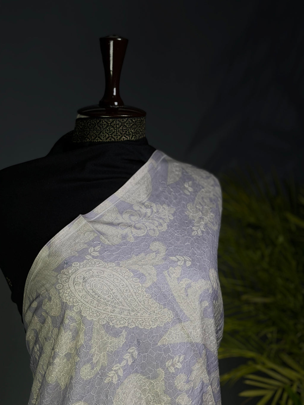 Pearl Mist Intricate Embroidered Lawn Shawl