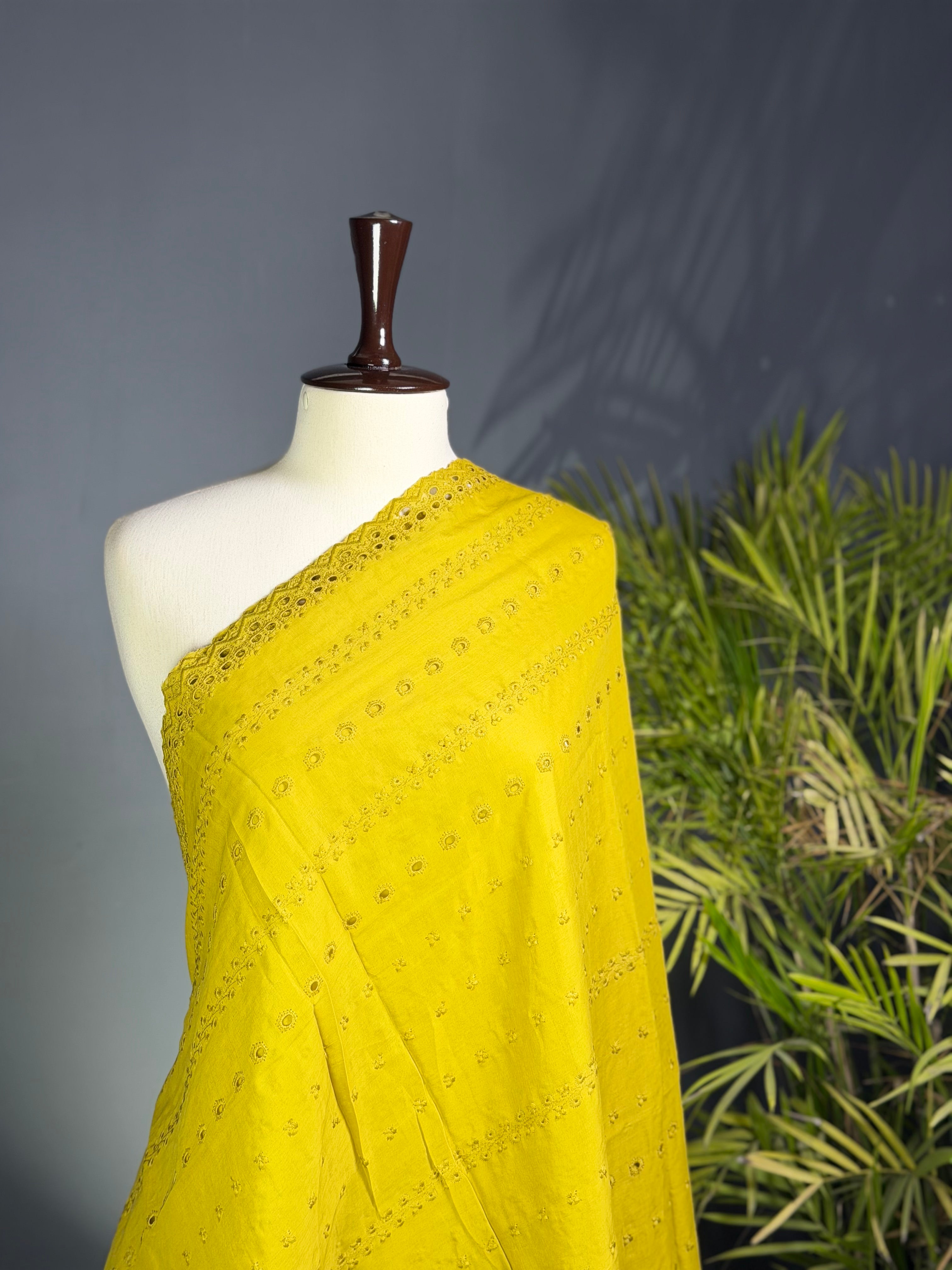 Golden Mustard Chikan Kari Summer Shawl
