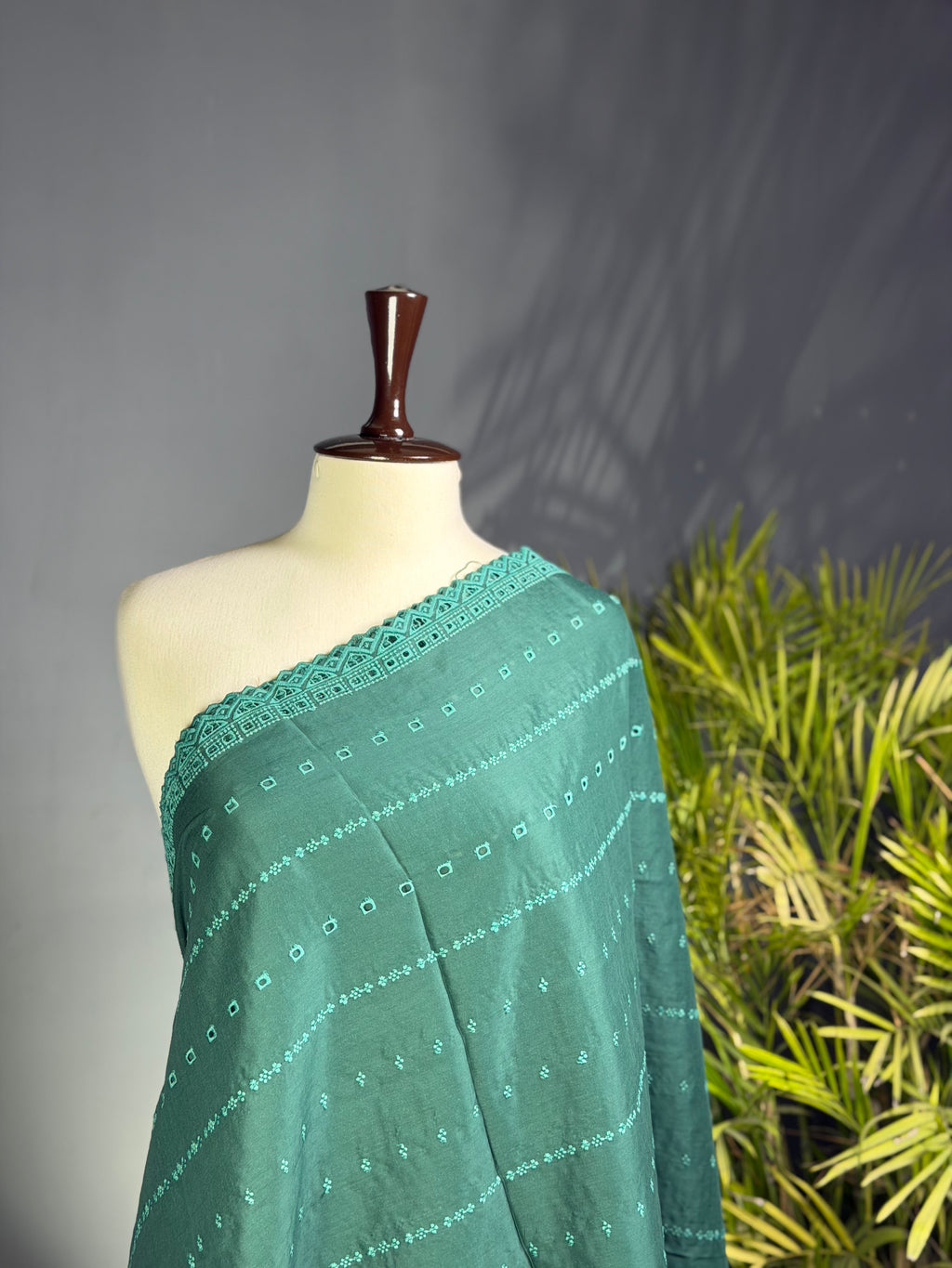 Forest Chikan Kari Lawn Shawl