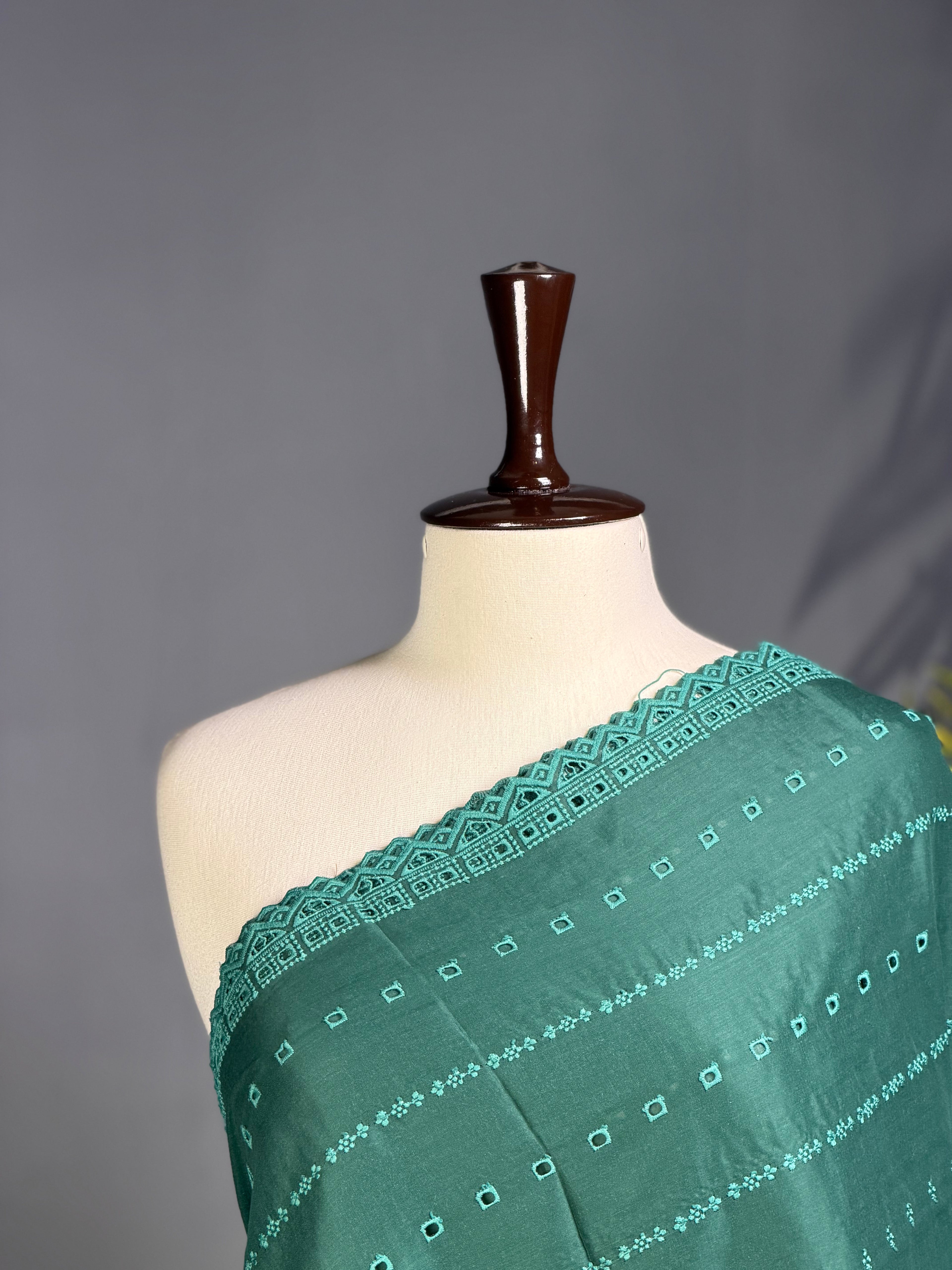 Forest Chikan Kari Lawn Shawl