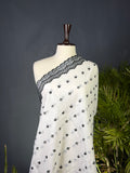Classic Ivory Lawn Dupatta with Black Embroidered Schiffli Border