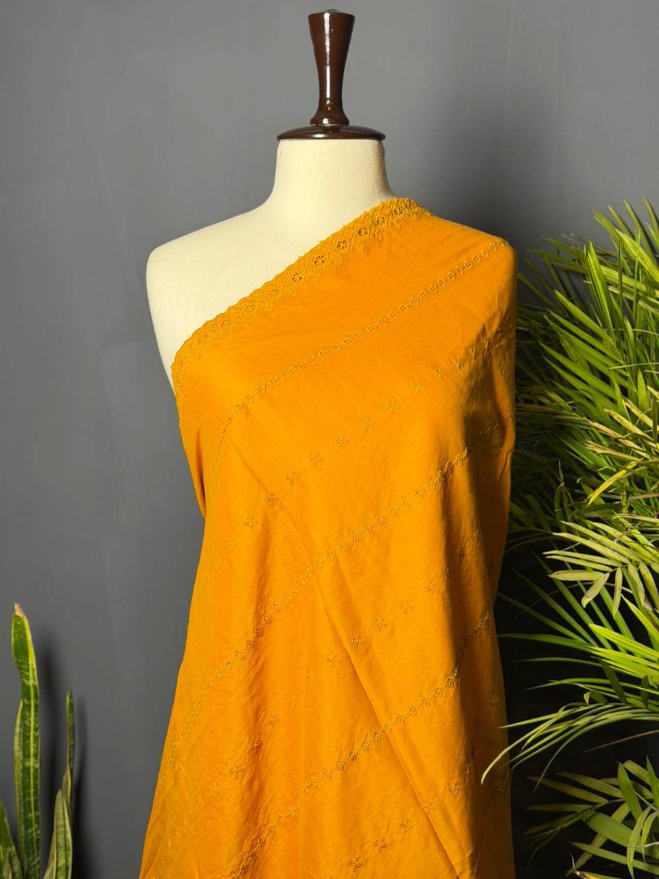 Mustard Olive Schiffli Embroidered