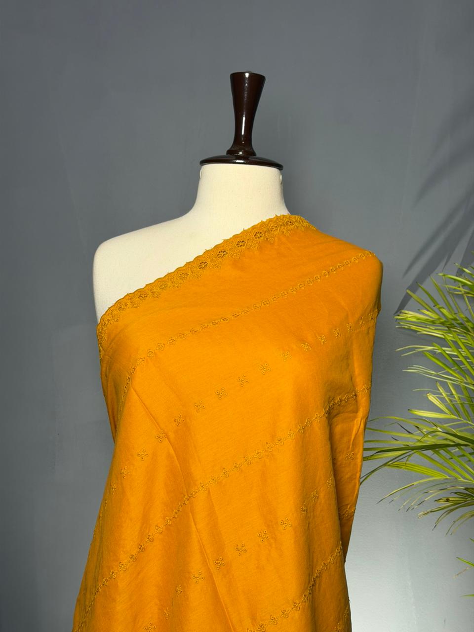 Mustard Olive Schiffli Embroidered