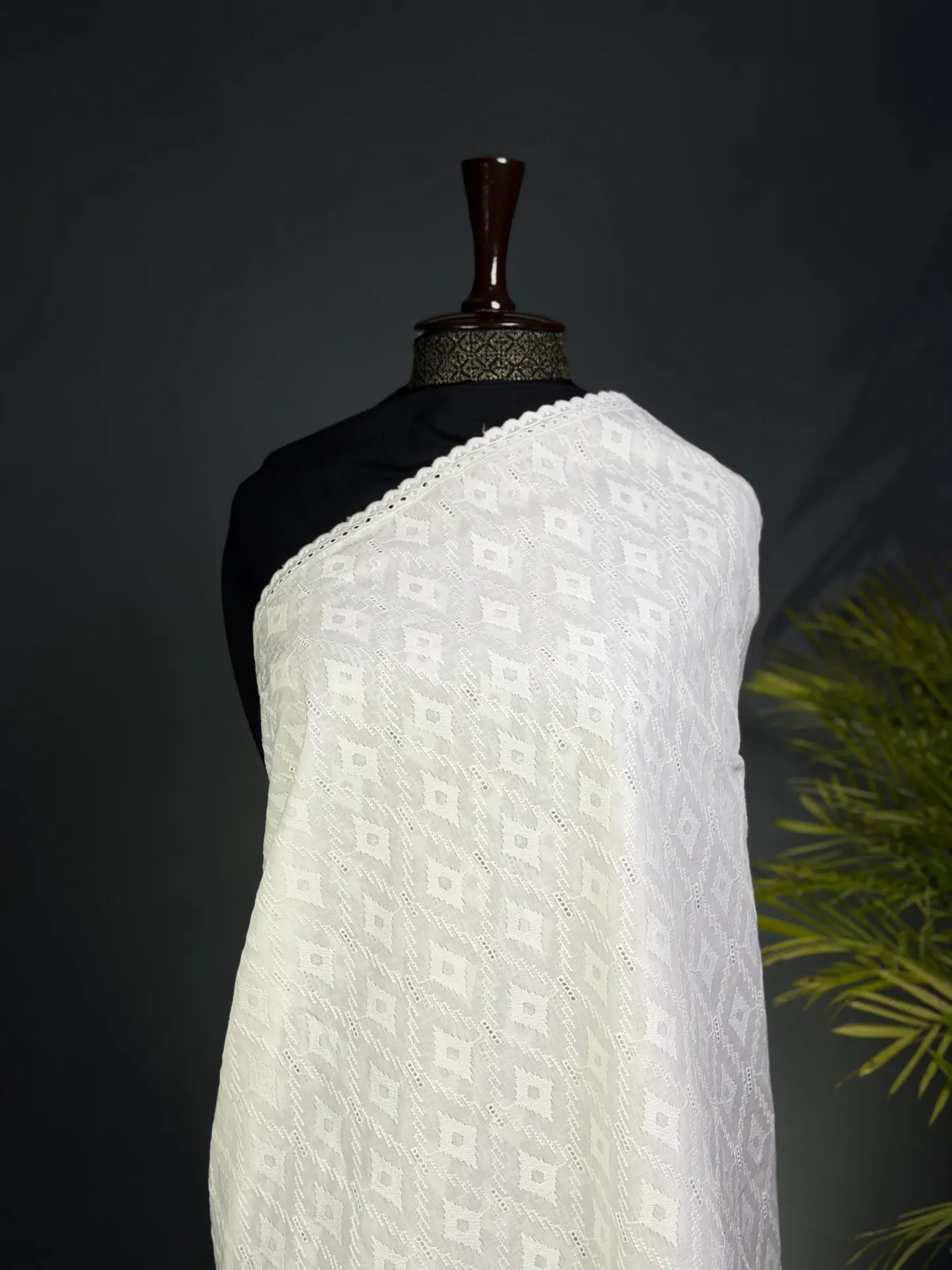 Pristine White Chikankari Shaw