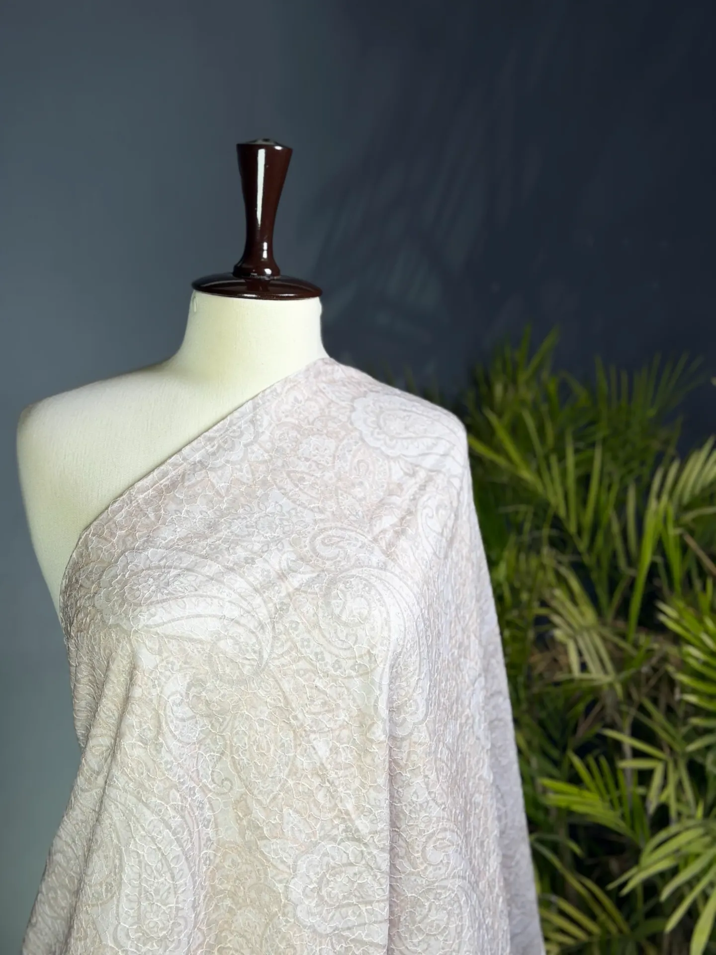 Pearl Mist Intricate Embroidered Lawn Shawl