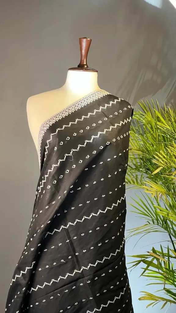 Midnight Onyx Chikan Kari Summer Shawl