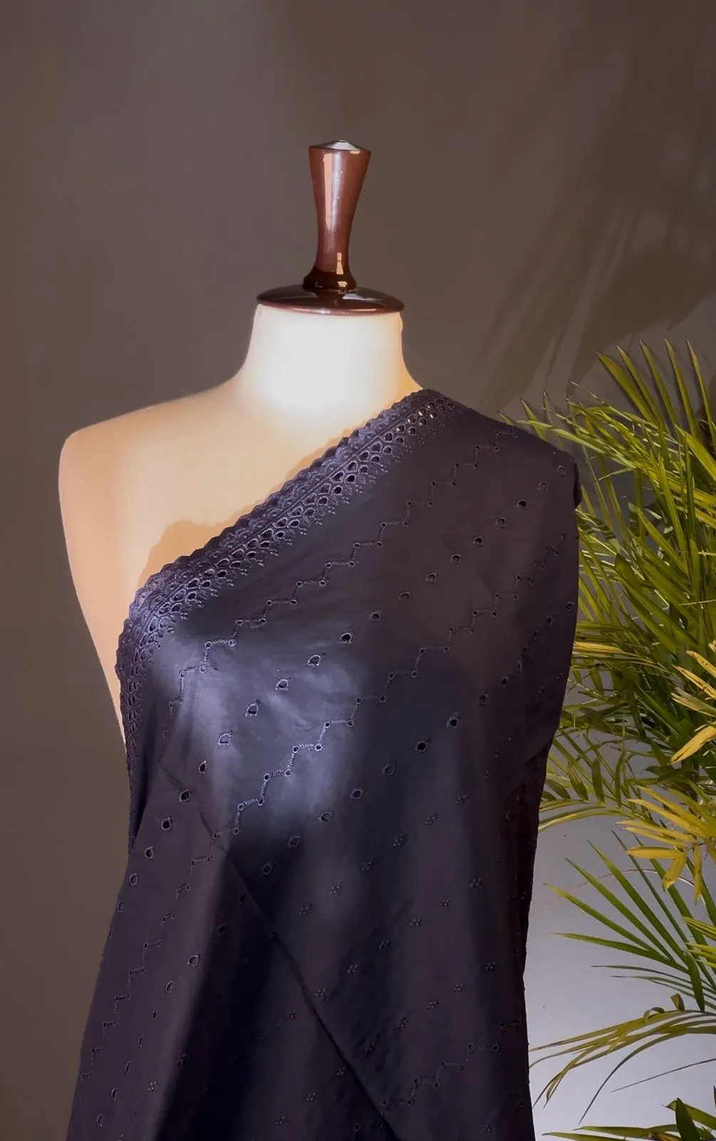 Navy Night Chikan Kari Summer Shawl