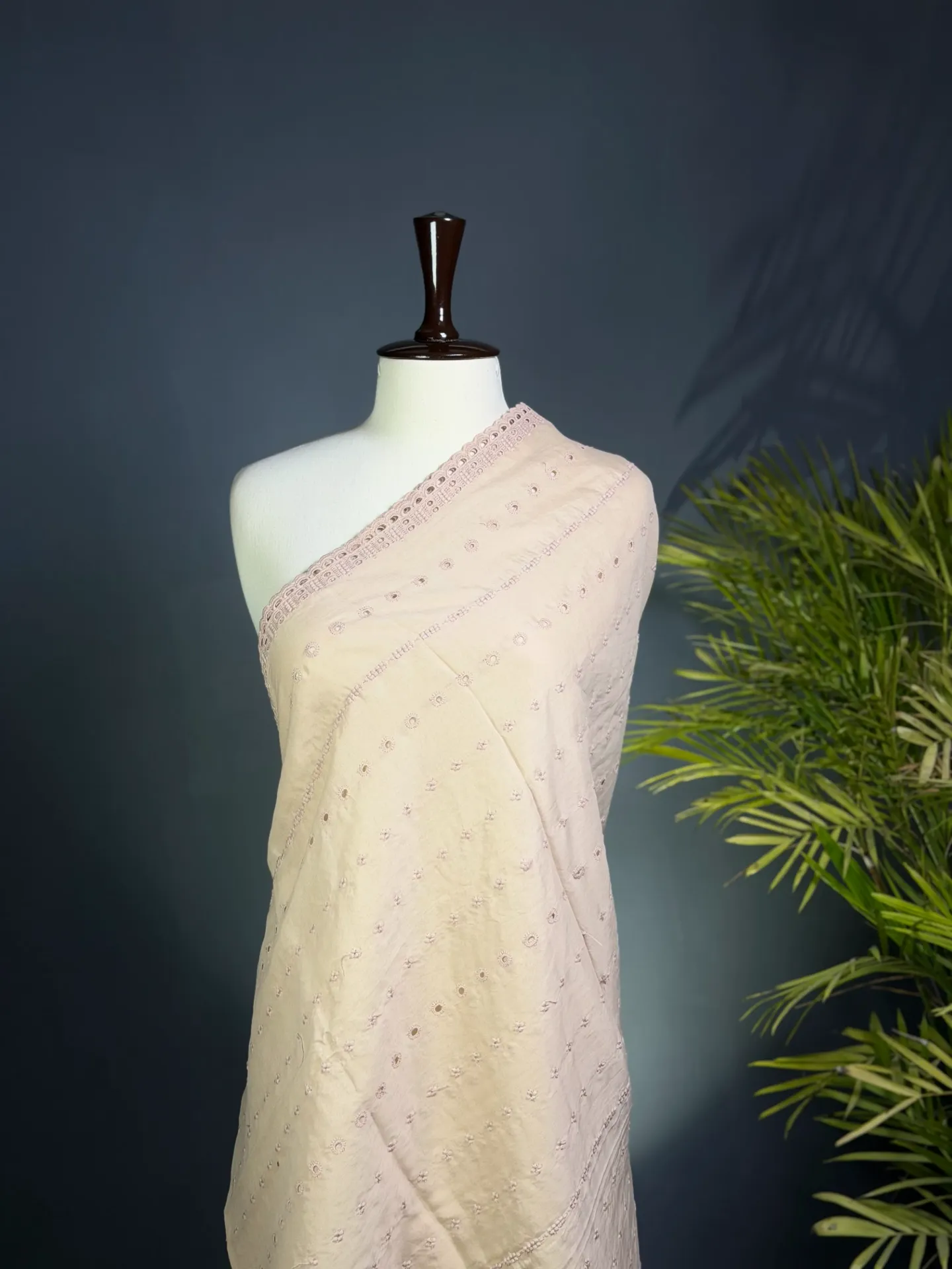 Classic Off-White Chikan Kari Lawn Shawl